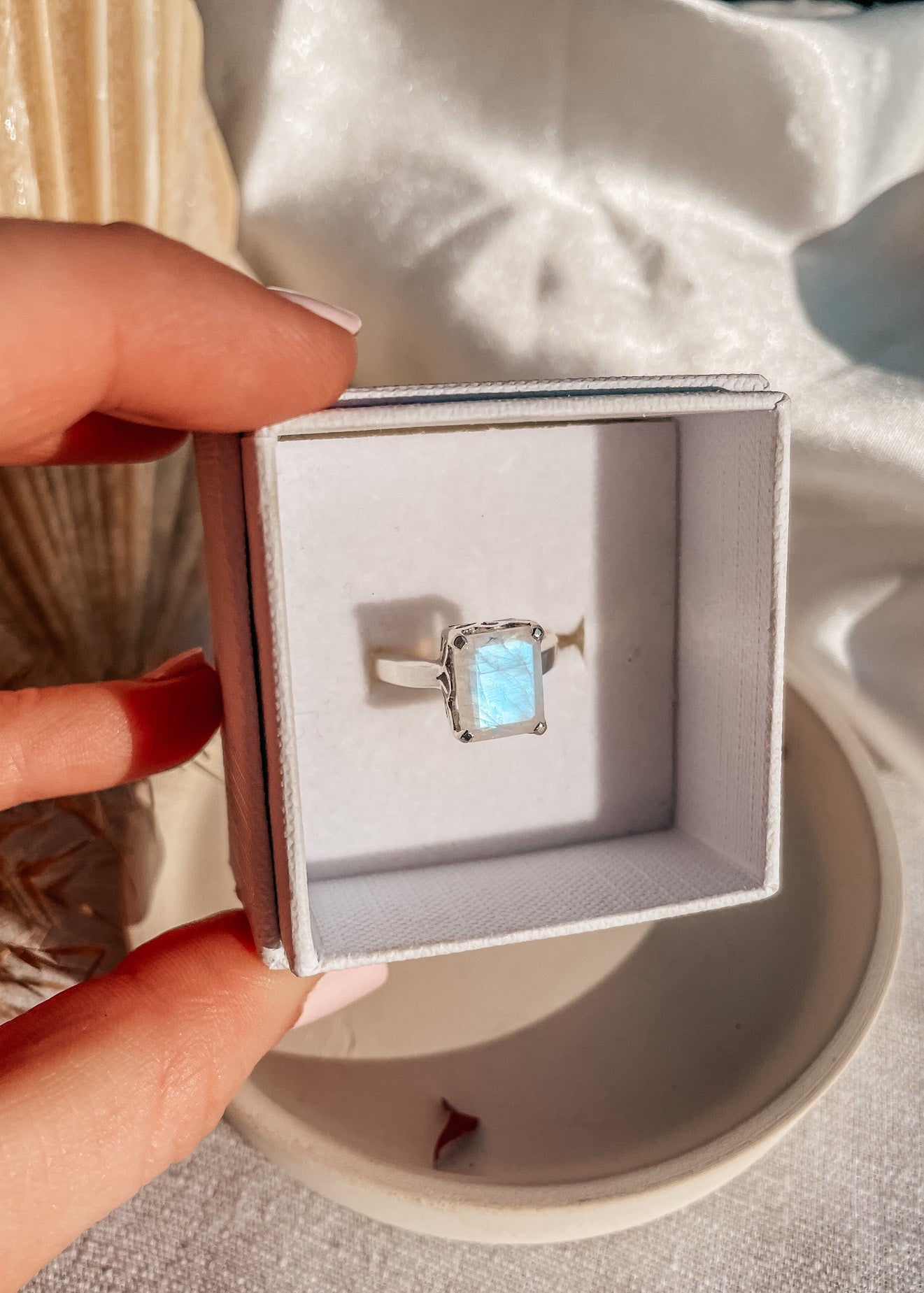 Large Rectangle Moonstone Ring