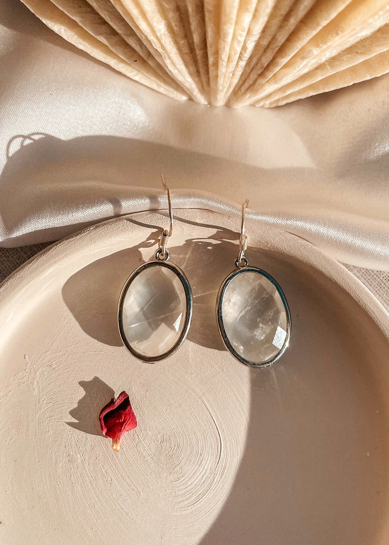 Clear Quartz Oval Earrings