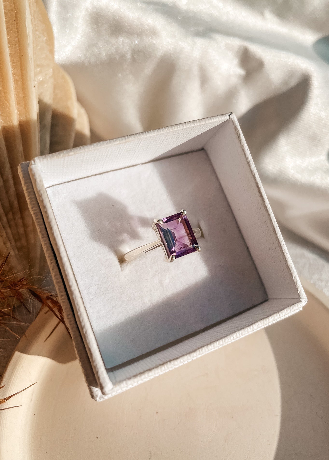 Amethyst Emerald Cut Ring