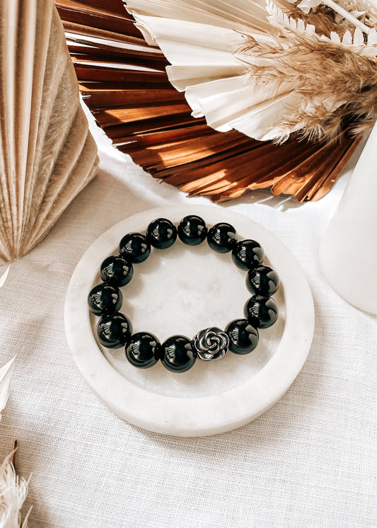 Black Obsidian Rose Bracelet