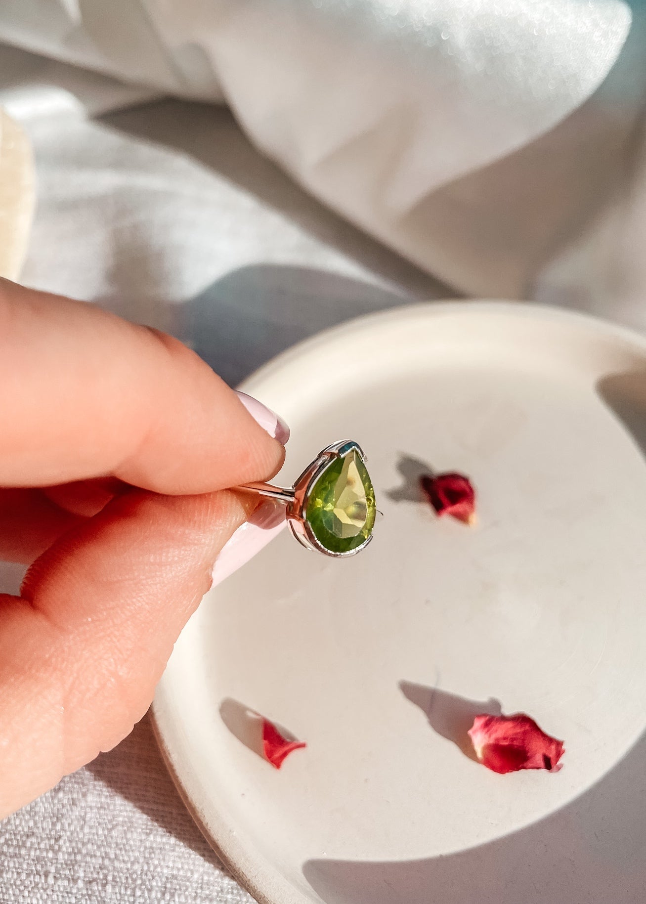 Peridot Teardrop Ring