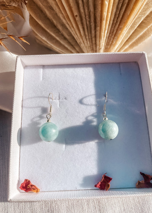 Aquamarine Round Earring