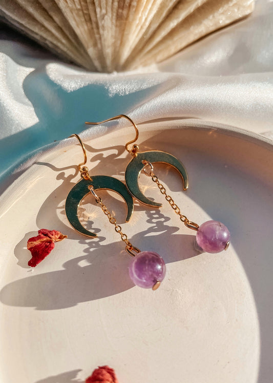 Amethyst Moon Earrings