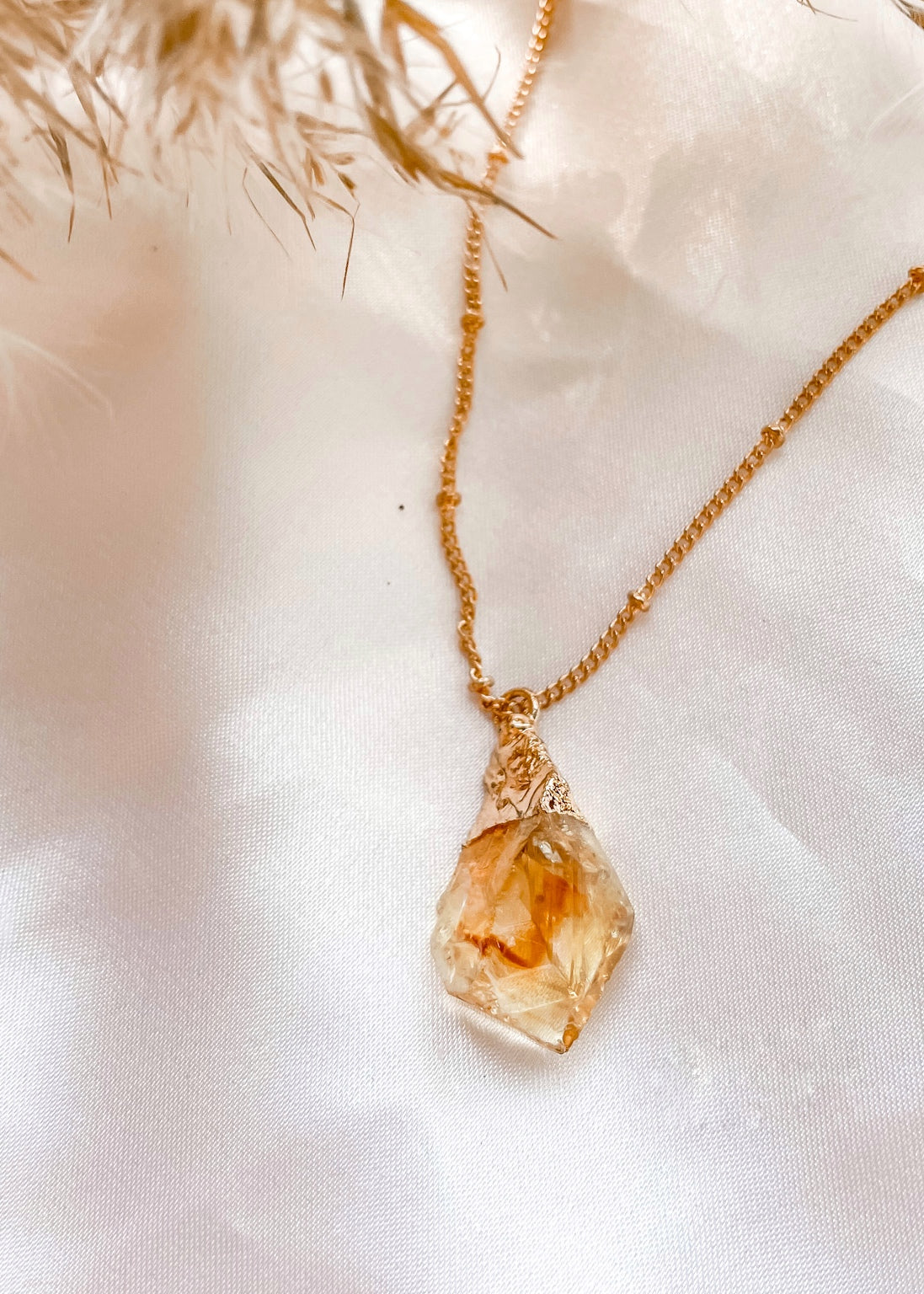 Raw Citrine Necklace- Gold