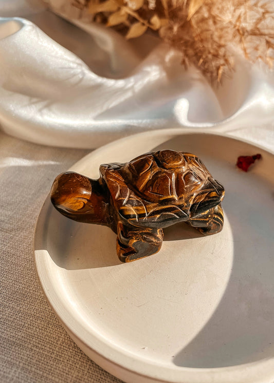 Tiger Eye Turtle Carving