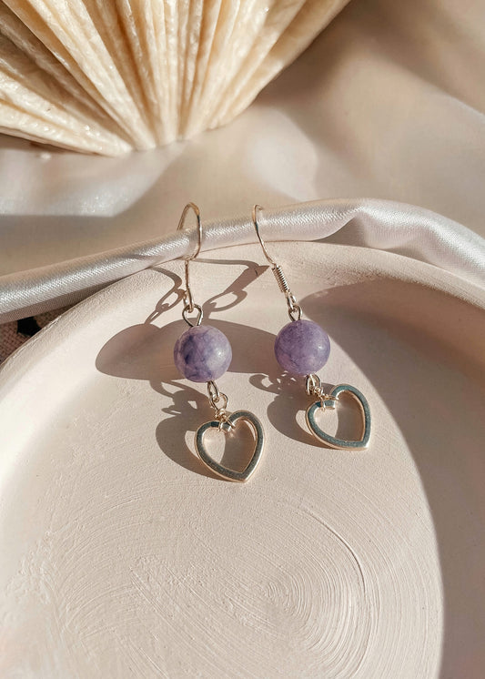 Lavender Heart Earrings