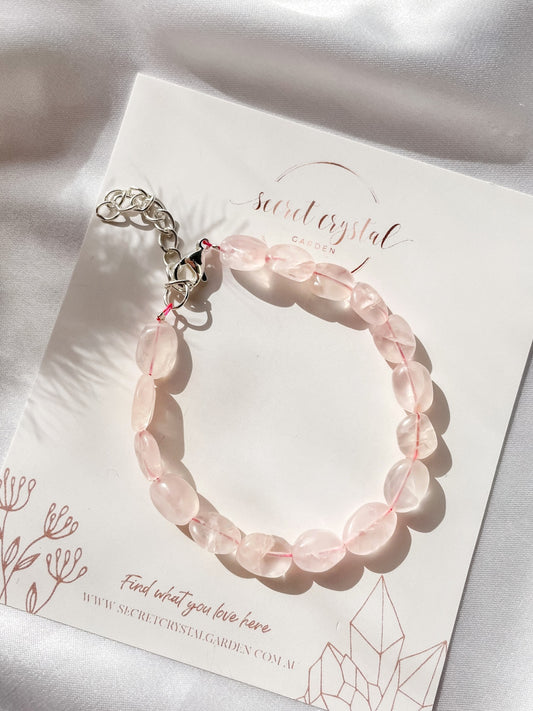 Rose Quartz Clasped Bracelet Clear Quality