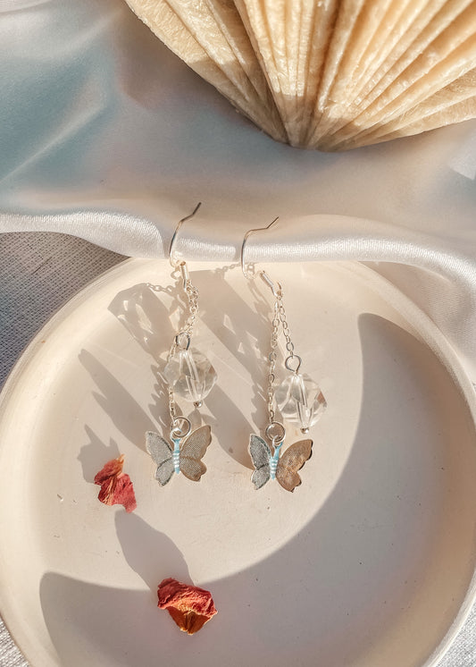 Clear Quartz Butterfly Earrings