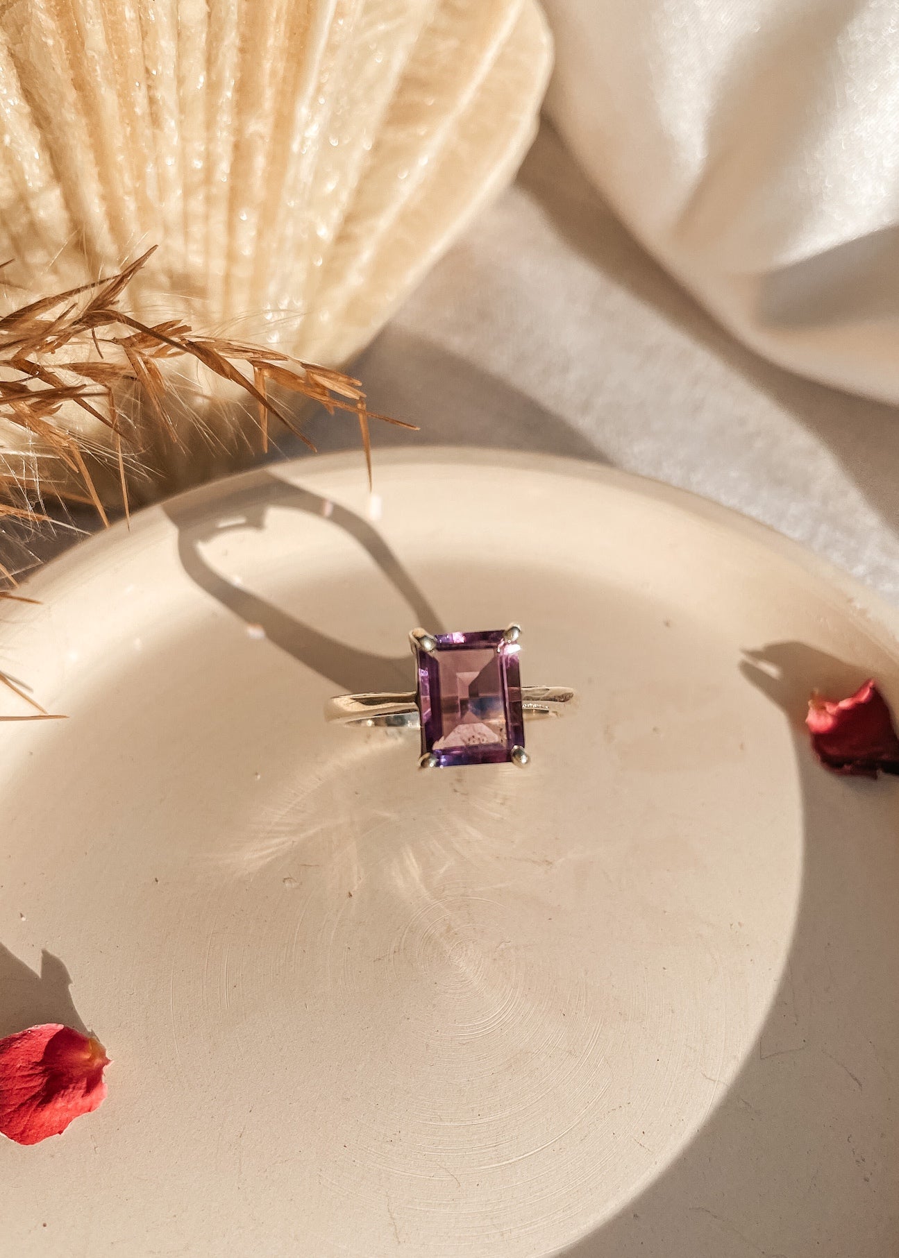 Amethyst Emerald Cut Ring