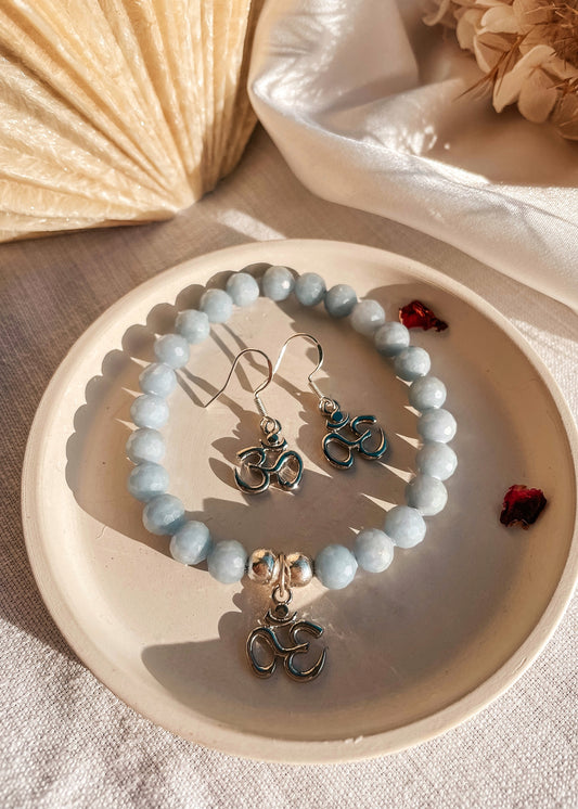 Angelite Om Bracelet & Earring Set