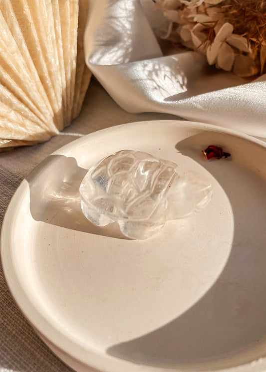 Clear Quartz Turtle Carving