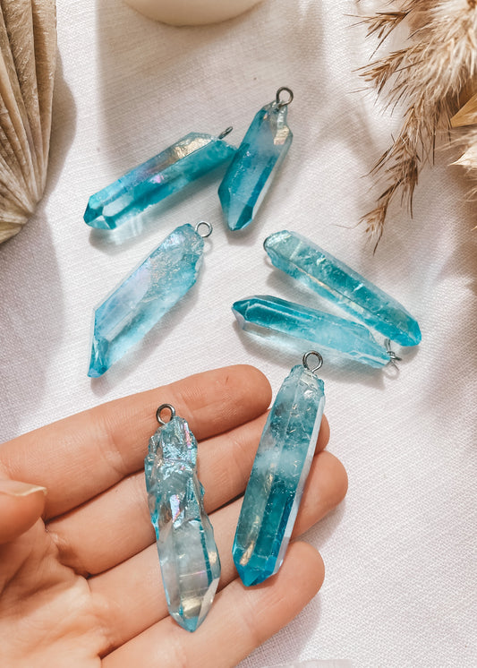 Raw Aqua Aura Pendant