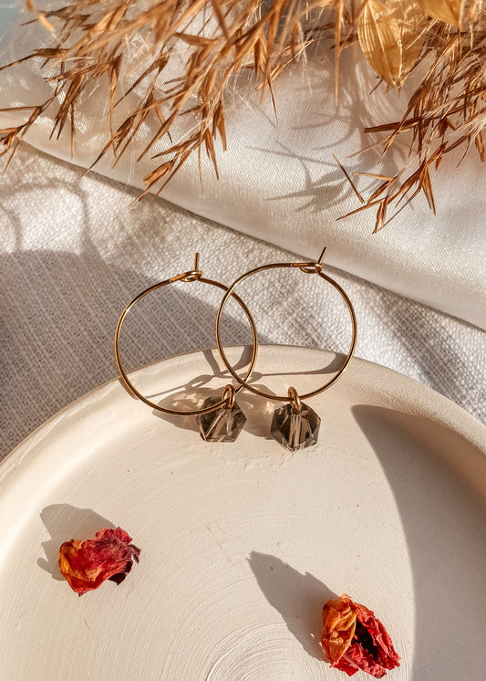 Smoky Quartz Hoop Earrings