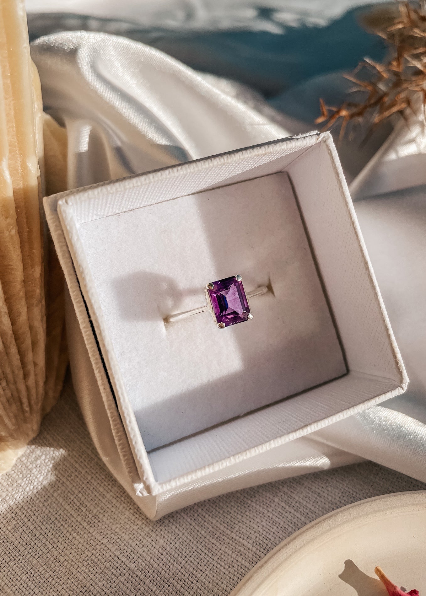 Amethyst Emerald Cut Ring