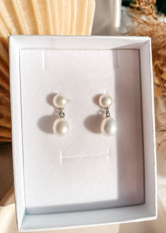 Double Pearl Stud Drops