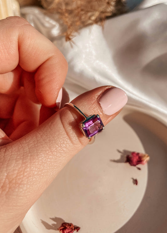 Amethyst Emerald Cut Ring