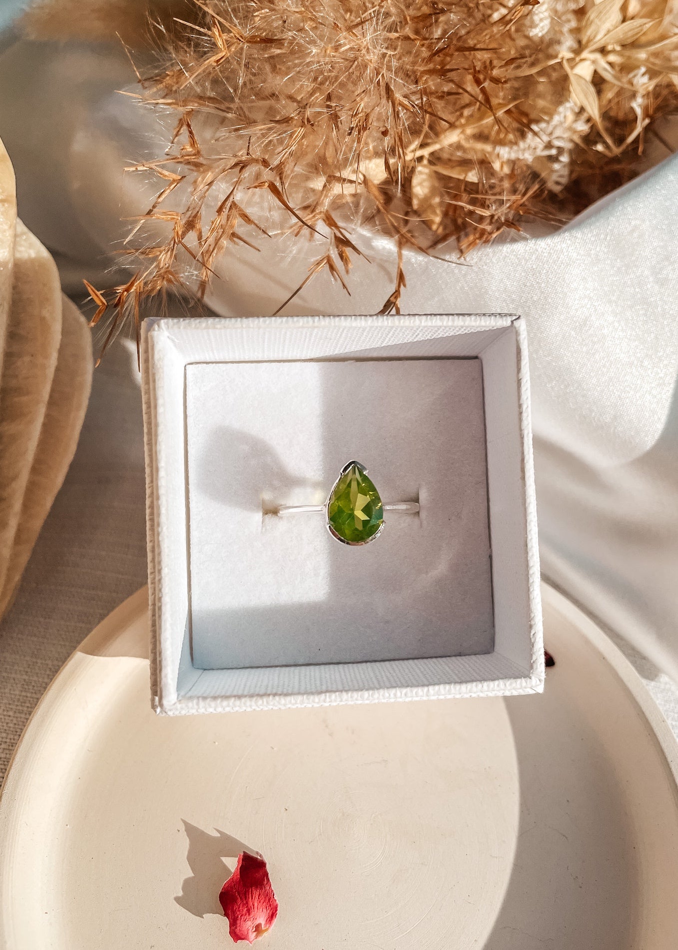 Peridot Teardrop Ring