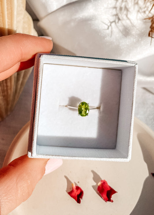 Peridot Dainty Oval Ring