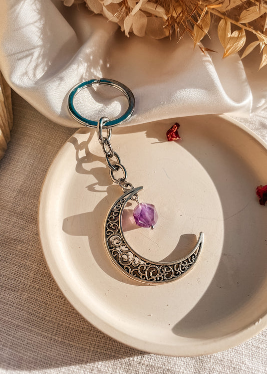 Amethyst Moon Keychain