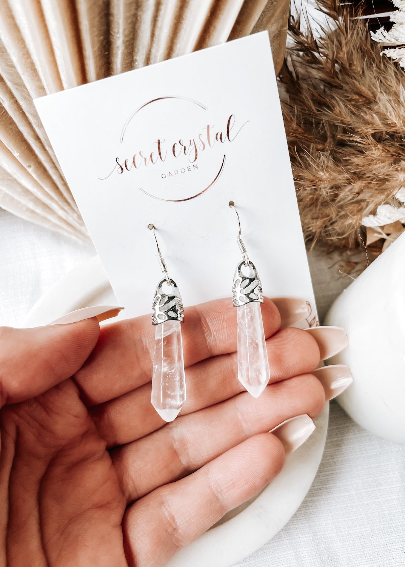 Clear Quartz Point Earring