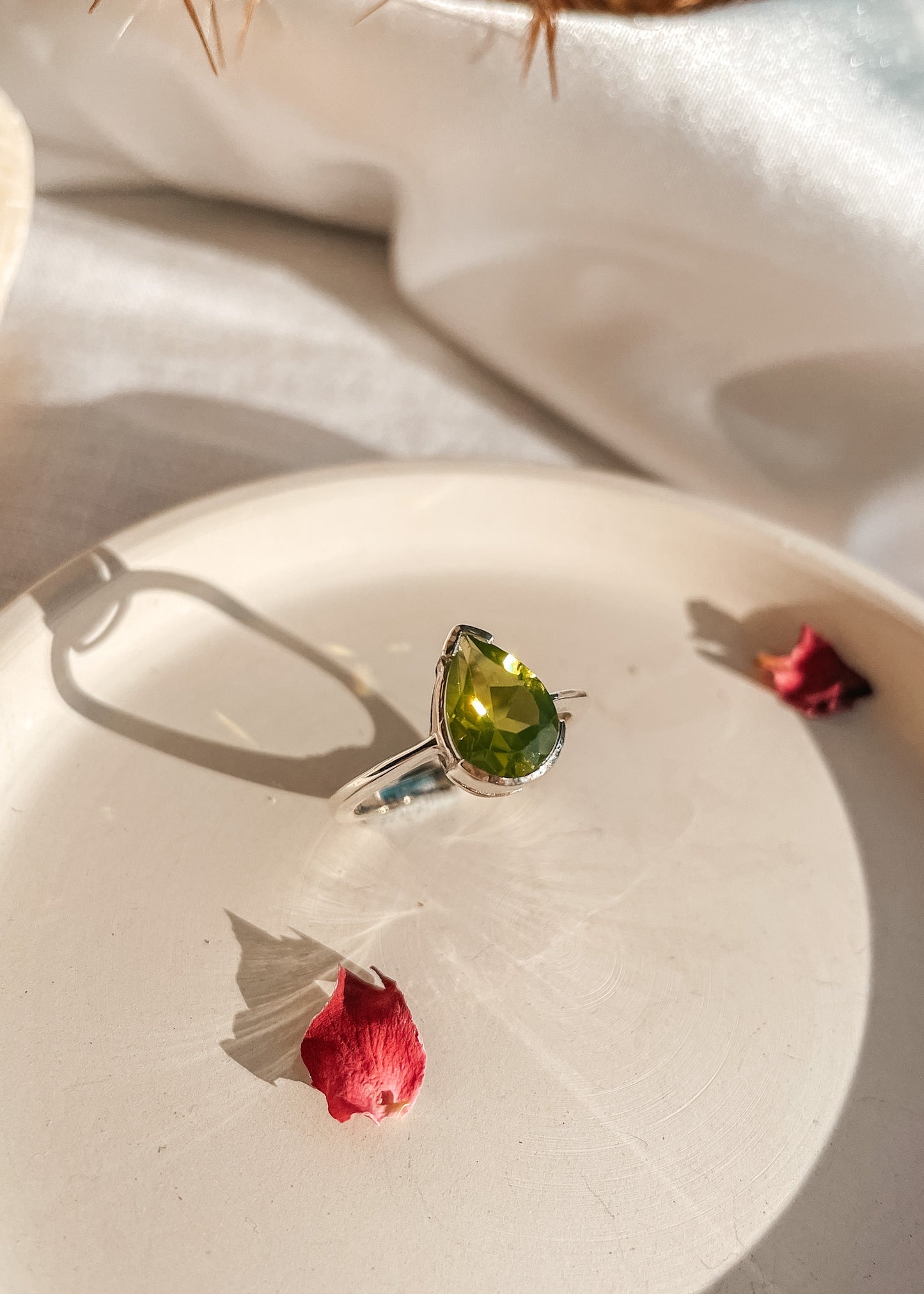 Peridot Teardrop Ring