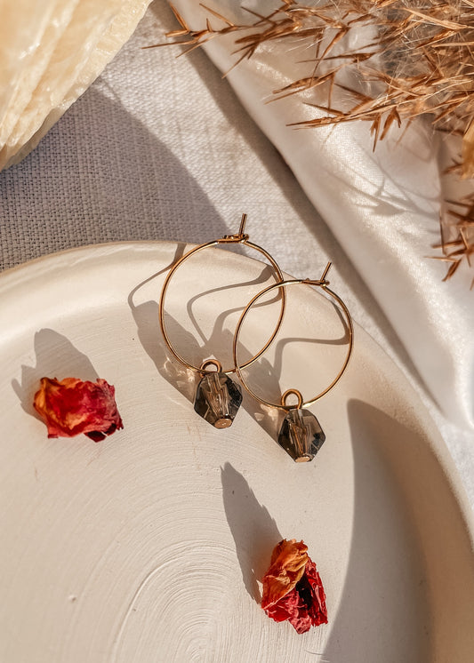 Smoky Quartz Hoop Earrings