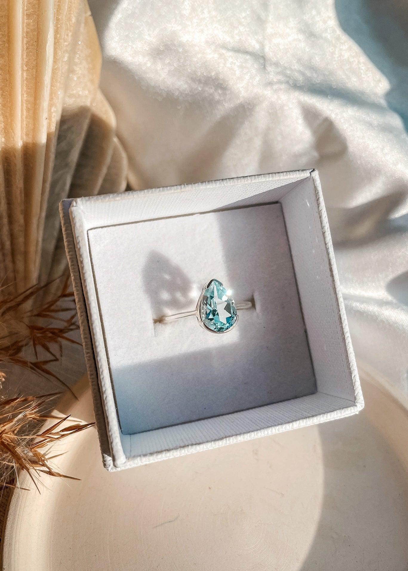 Blue Topaz Teardrop Ring