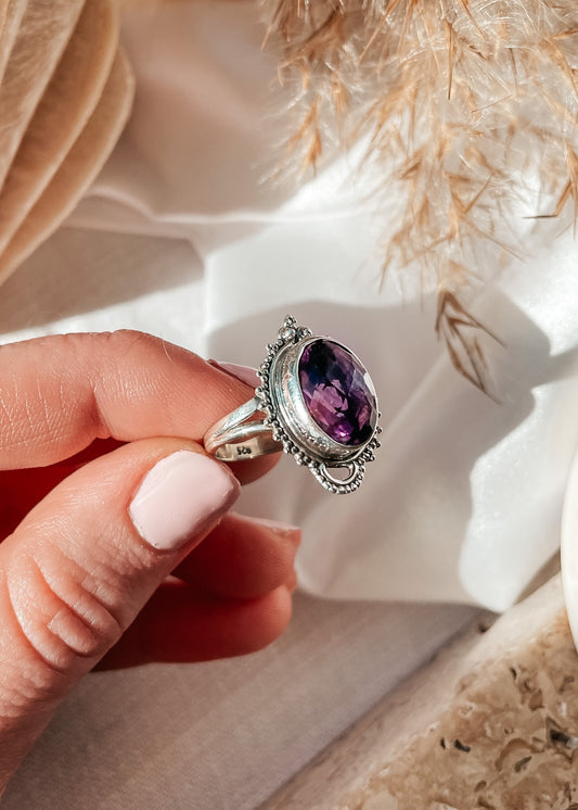 Amethyst Boho Ring