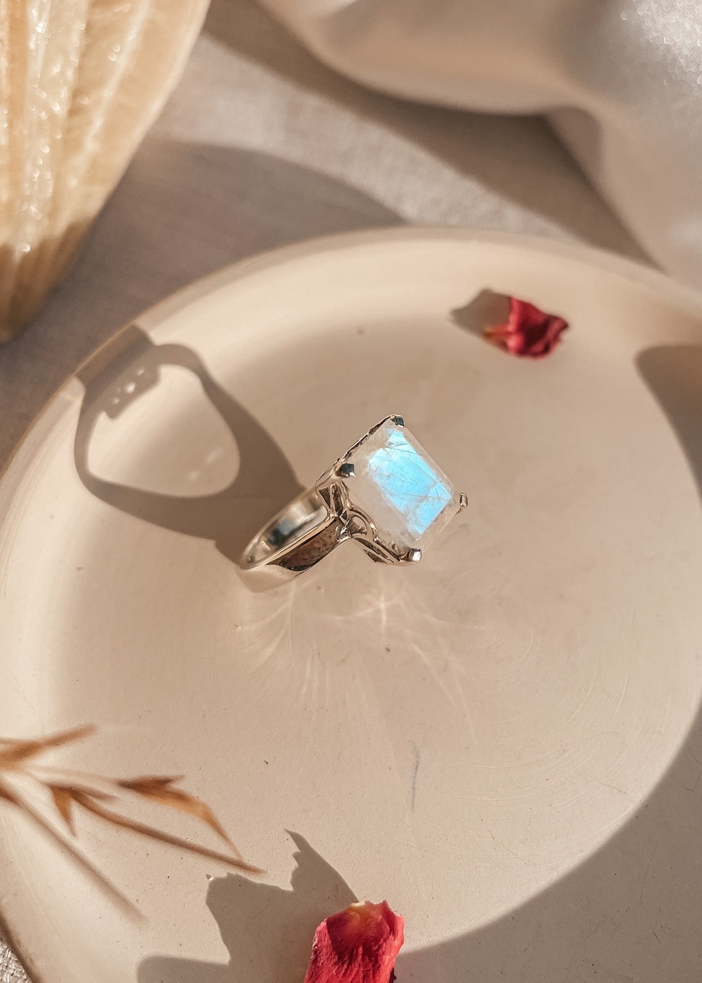 Large Rectangle Moonstone Ring