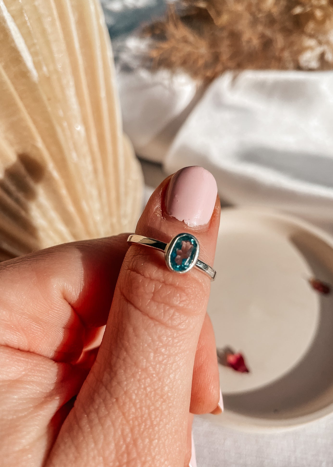 Dainty Oval Topaz Ring